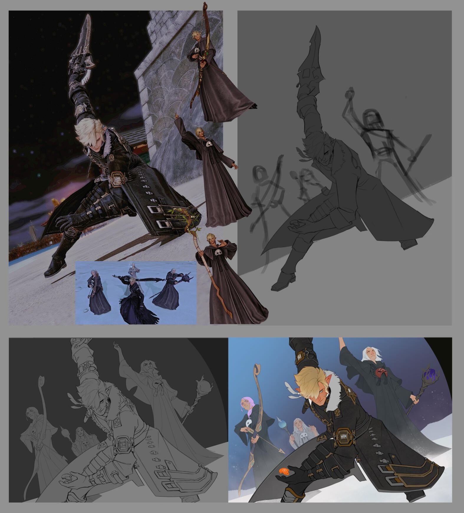 3D Assets taken with the in-game GPOSE feature were used as reference