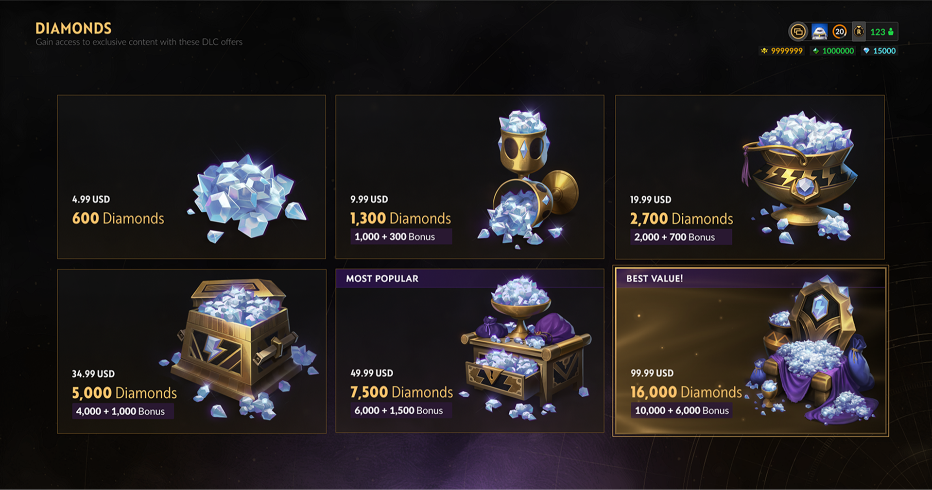 Diamonds Screen Final Mockup